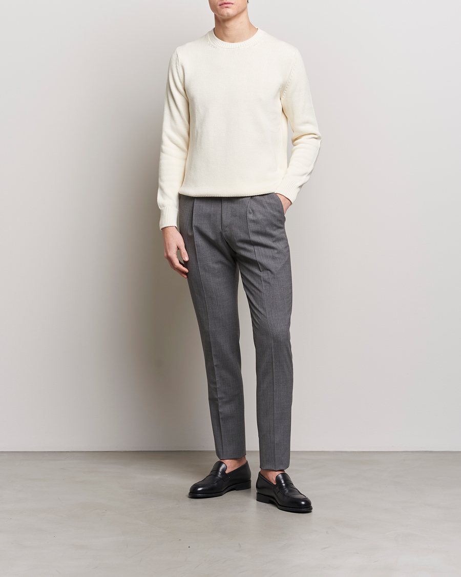 Herre | Trøjer | Zanone | Soft Cotton Crewneck Sweater Off White