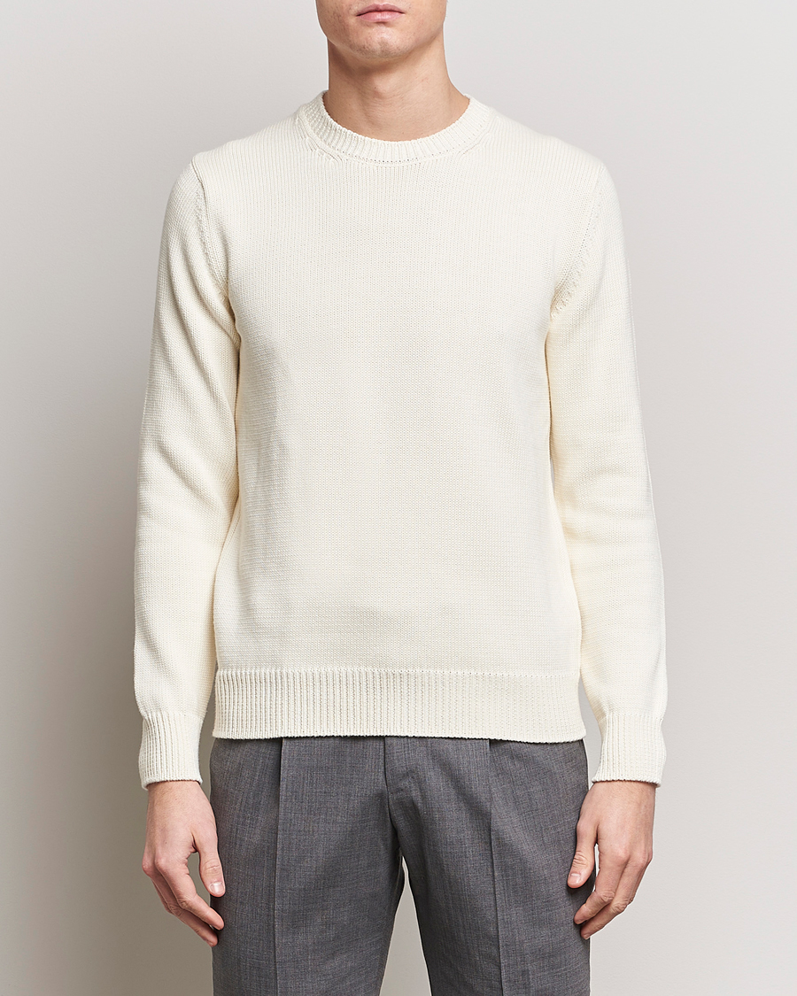 Herre | Pullovers med rund hals | Zanone | Soft Cotton Crewneck Sweater Off White