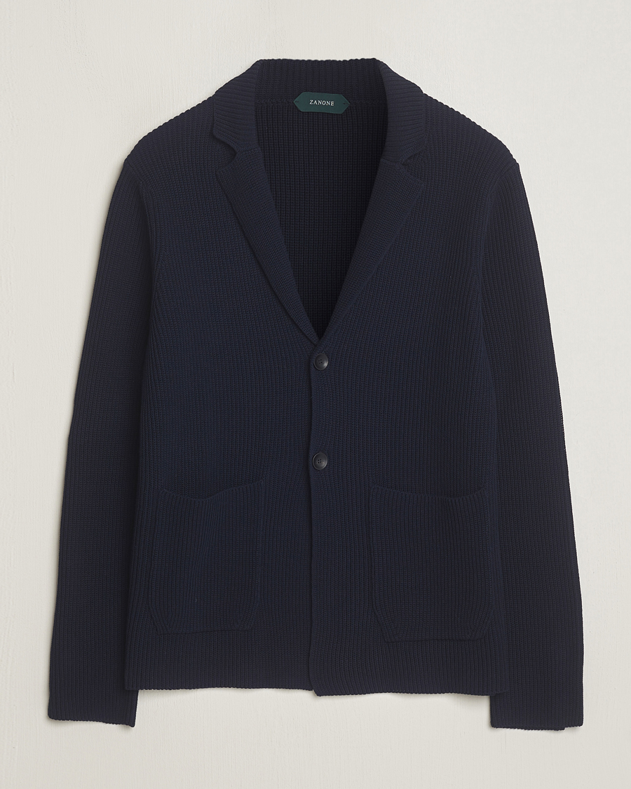Herre | Blazere & jakker | Zanone | Cotton Rib Knitted Blazer Navy