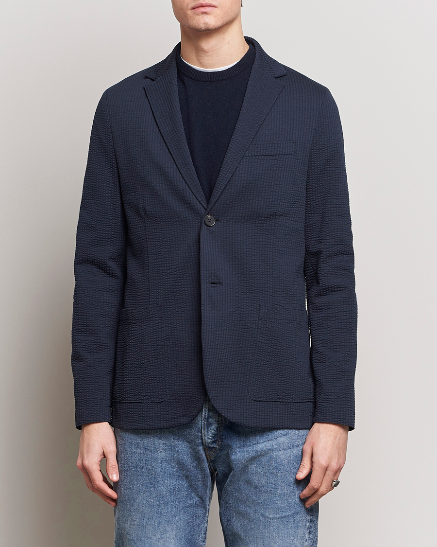 Herre | Blazere & jakker | Harris Wharf London | Coolmax Seersucker Blazer Navy