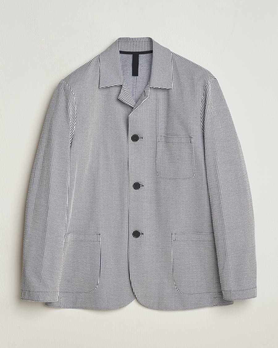 Herre | Blazere & jakker | Harris Wharf London | Coolmax Striped Seersucker Drop Shoulder Blazer Blue/Cream