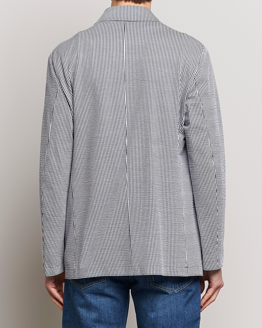 Herre | Blazere & jakker | Harris Wharf London | Coolmax Striped Seersucker Drop Shoulder Blazer Blue/Cream