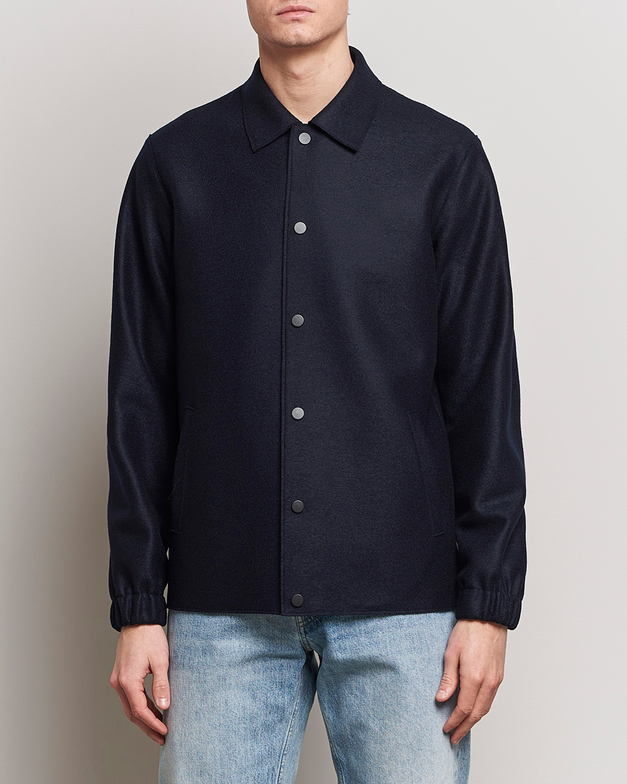 Herre |  | Harris Wharf London | Light Pressed Wool Coach Jacket Navy