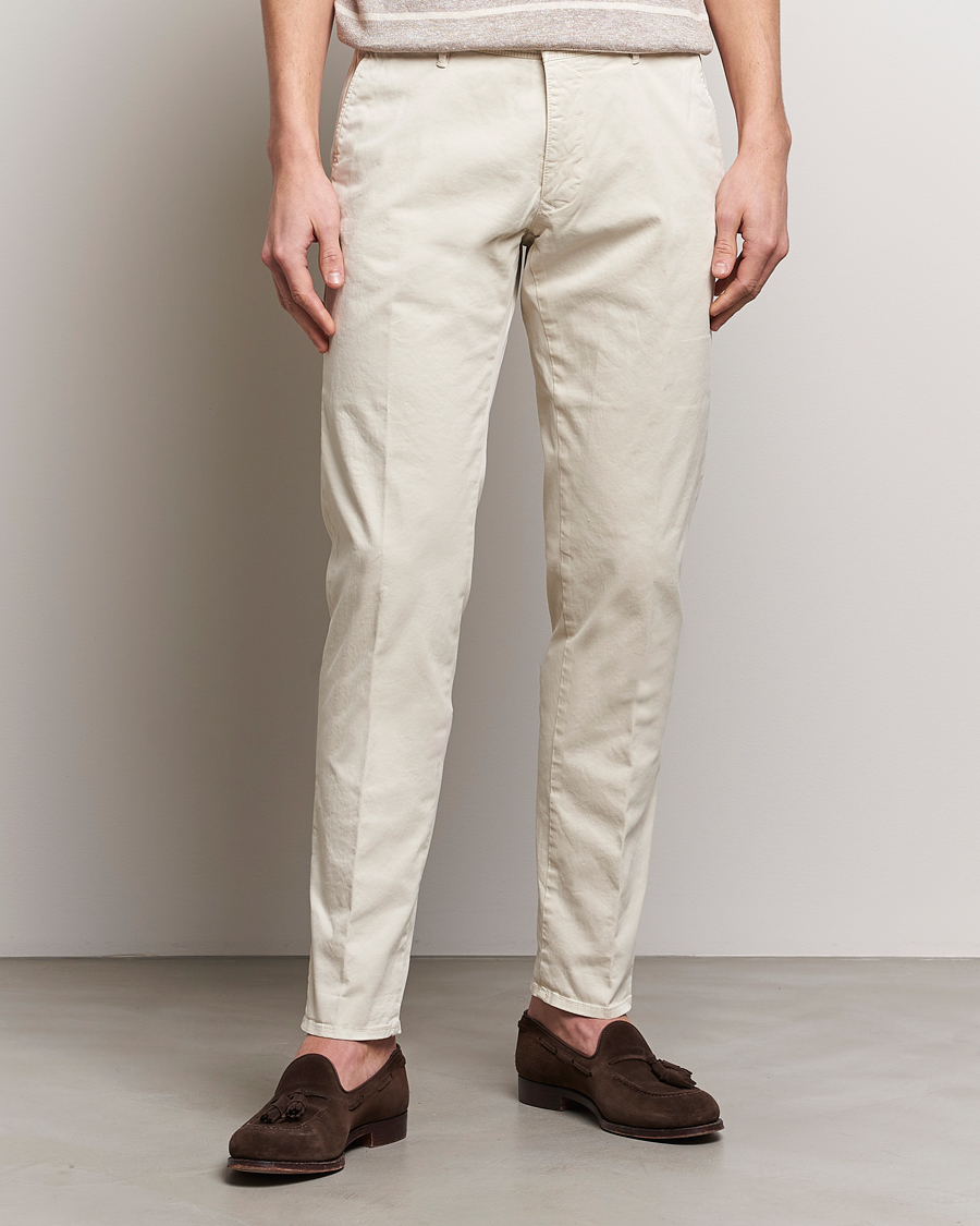 Herre | Bukser | Incotex | Slim Fit Garment Dyed Slacks Off White