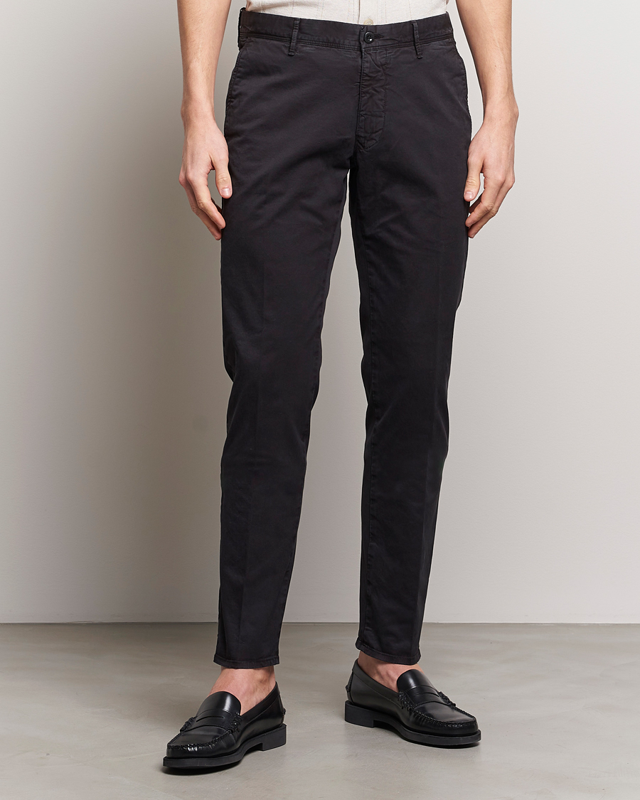 Herre | Italian Department | Incotex | Slim Fit Garment Dyed Slacks Black