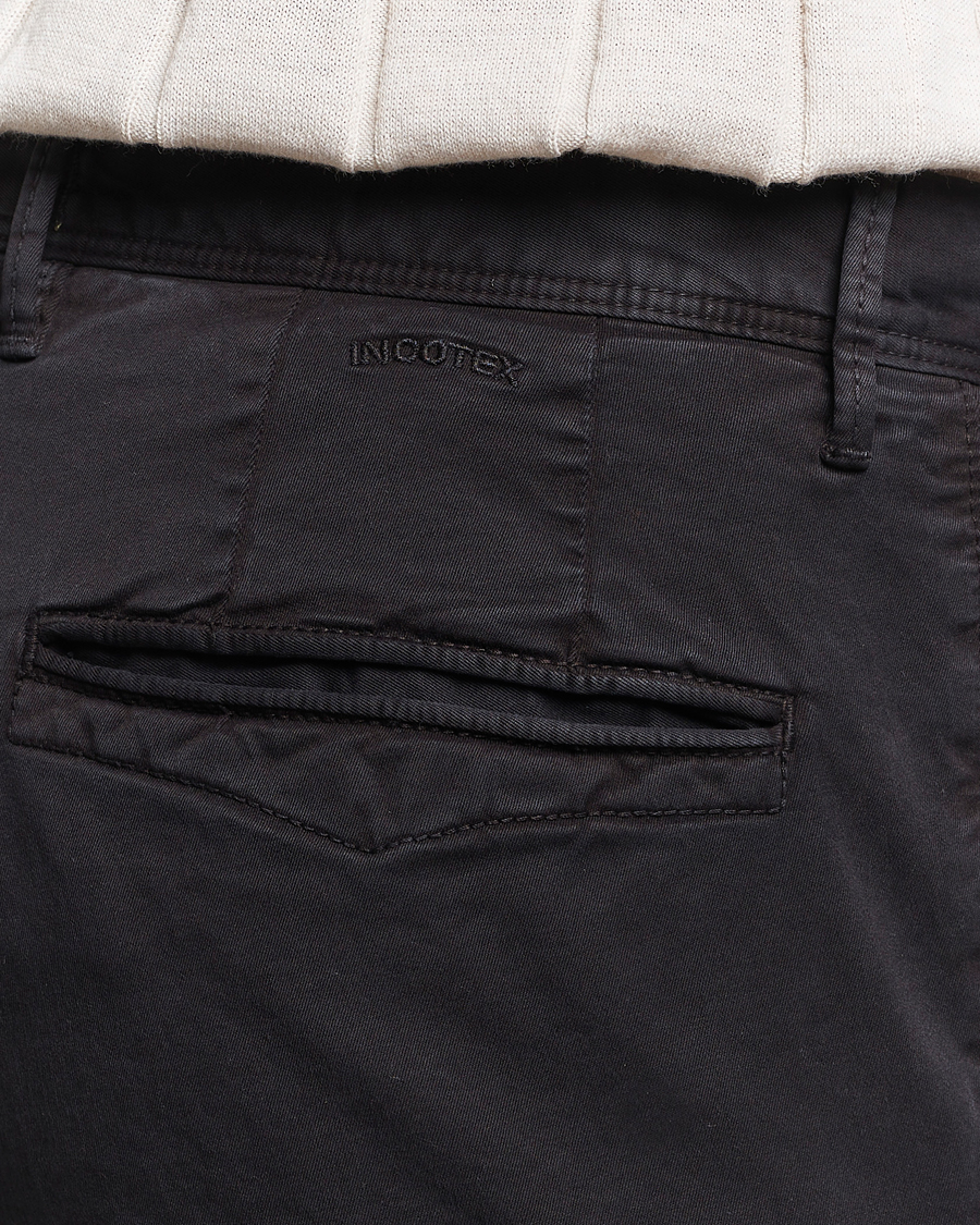 Herre | Bukser | Incotex | Slim Fit Garment Dyed Slacks Black