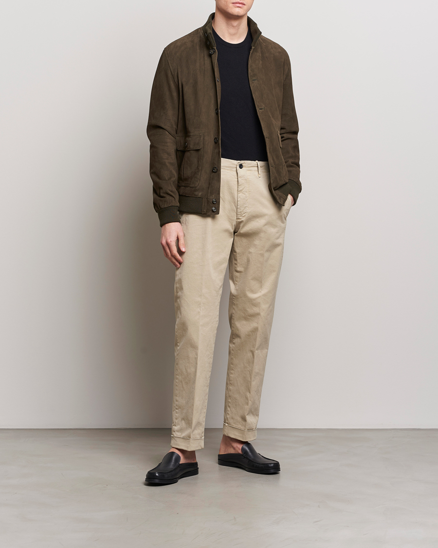 Herre | Bukser | Incotex | Regular Fit Cotton Stretch Slacks Beige
