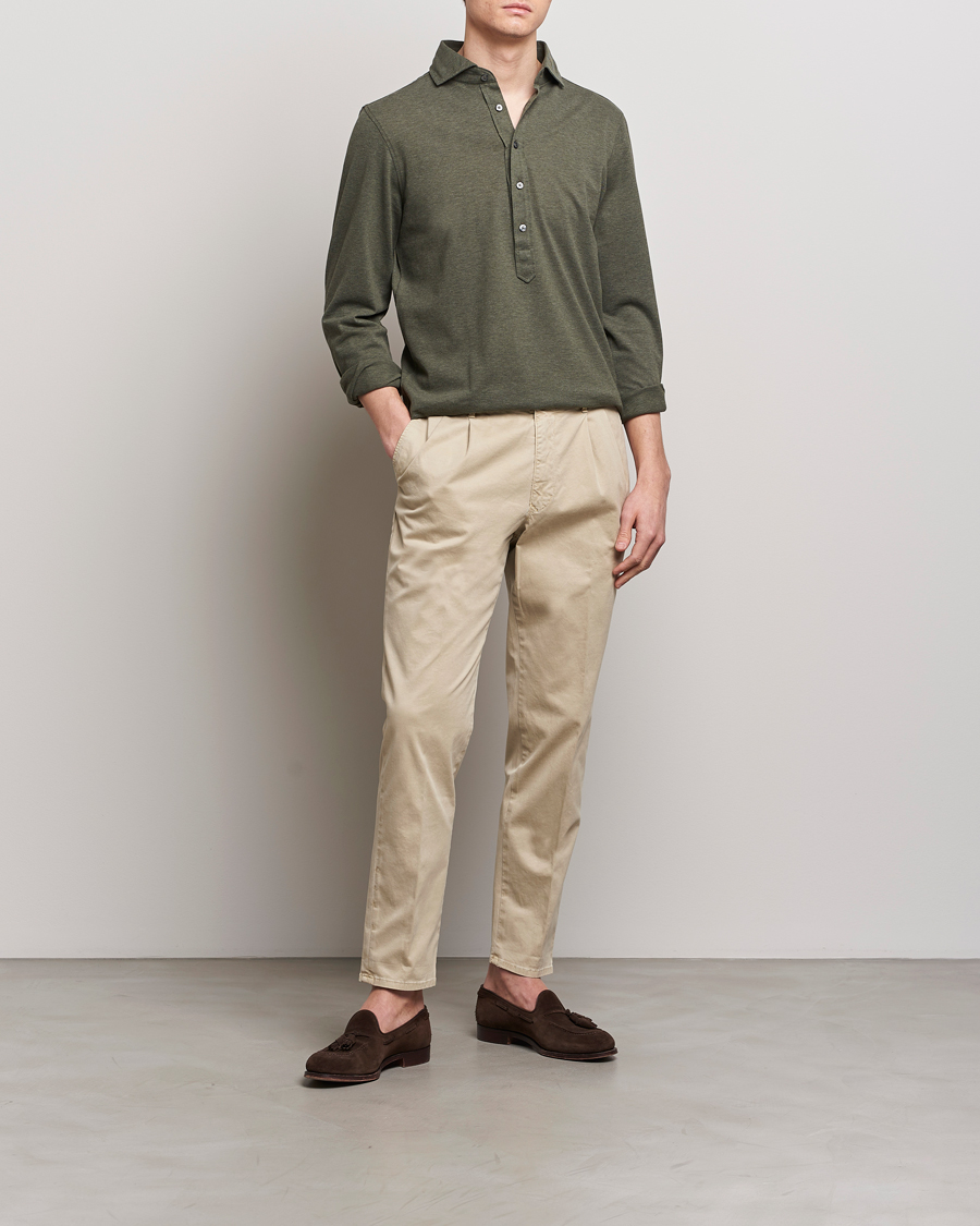 Herre | Bukser | Incotex | Tapered Fit Pleated Slacks Light Beige