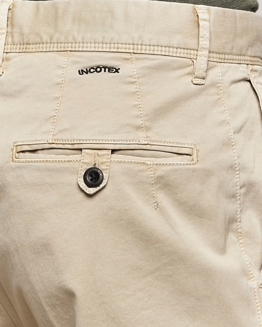 Herre | Bukser | Incotex | Tapered Fit Pleated Slacks Light Beige