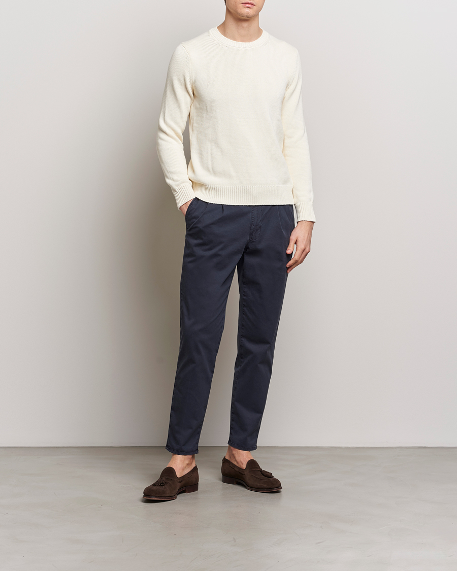 Herre | Bukser | Incotex | Tapered Fit Pleated Slacks Navy