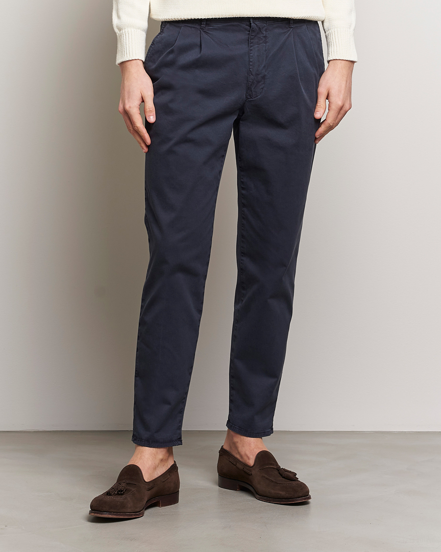 Herre | Jakke og buks | Incotex | Tapered Fit Pleated Slacks Navy