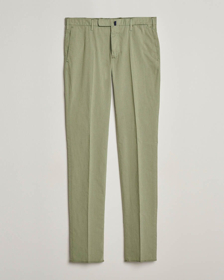 Herre | Bukser | Incotex | Slim Fit Washed Cotton Comfort Trousers Olive