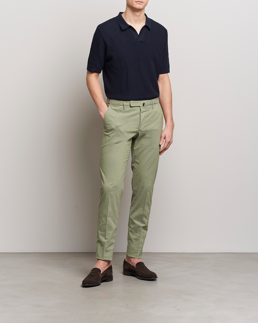 Herre | Bukser | Incotex | Slim Fit Washed Cotton Comfort Trousers Olive