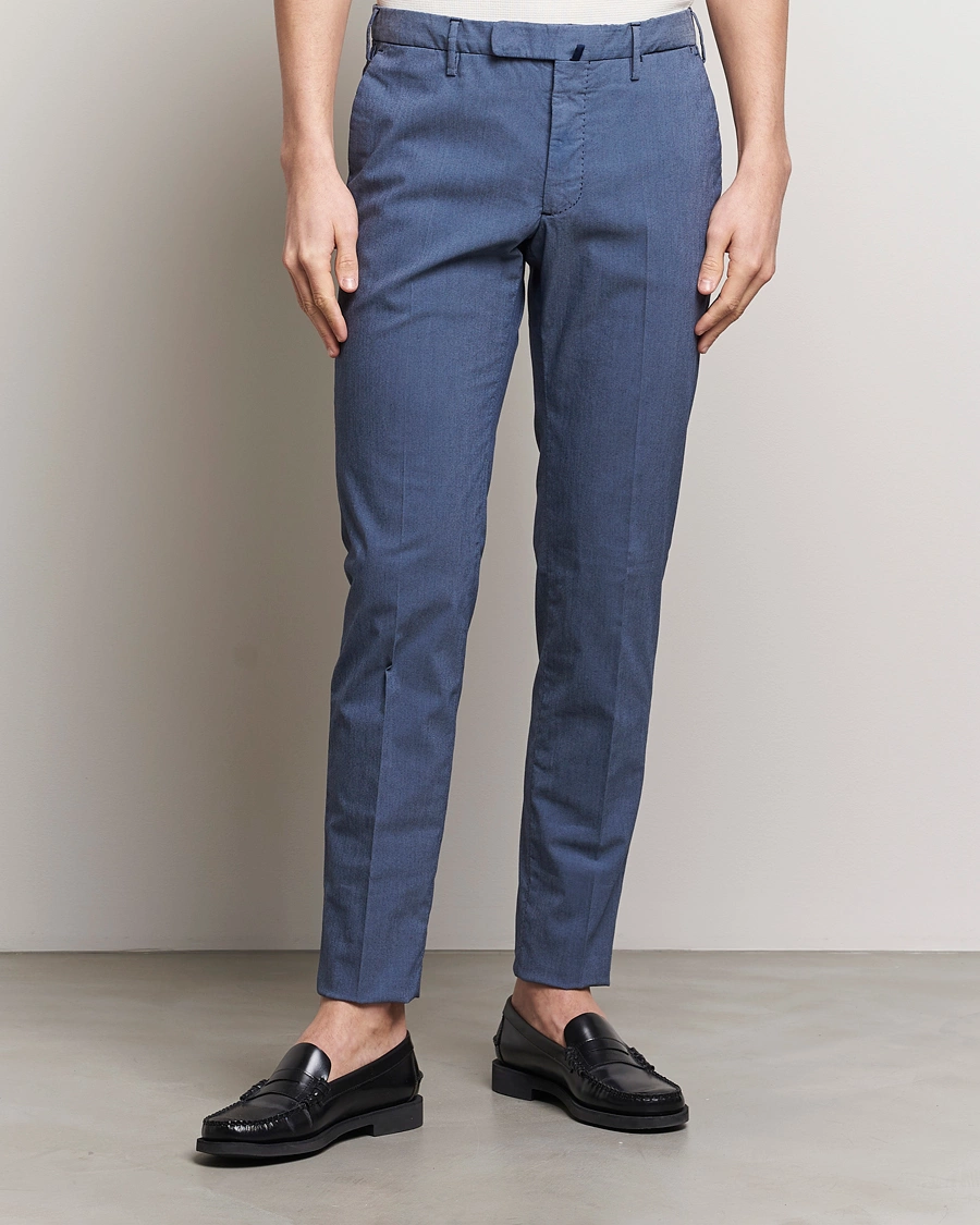 Herre | Italian Department | Incotex | Slim Fit Washed Cotton Comfort Trousers Dark Blue
