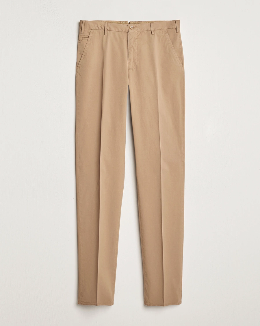 Herre | Bukser | Incotex | Straight Fit Garment Dyed Chinos Beige