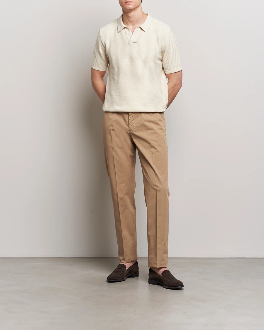 Herre | Bukser | Incotex | Straight Fit Garment Dyed Chinos Beige