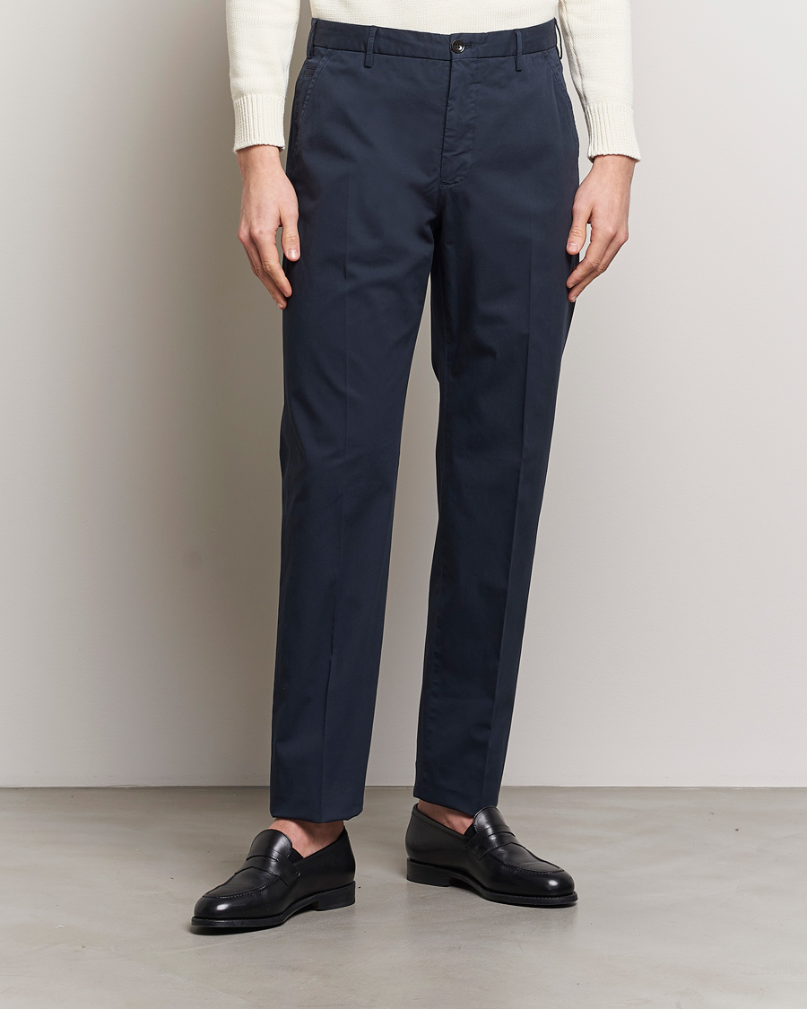 Herre | Italian Department | Incotex | Straight Fit Garment Dyed Chinos Navy