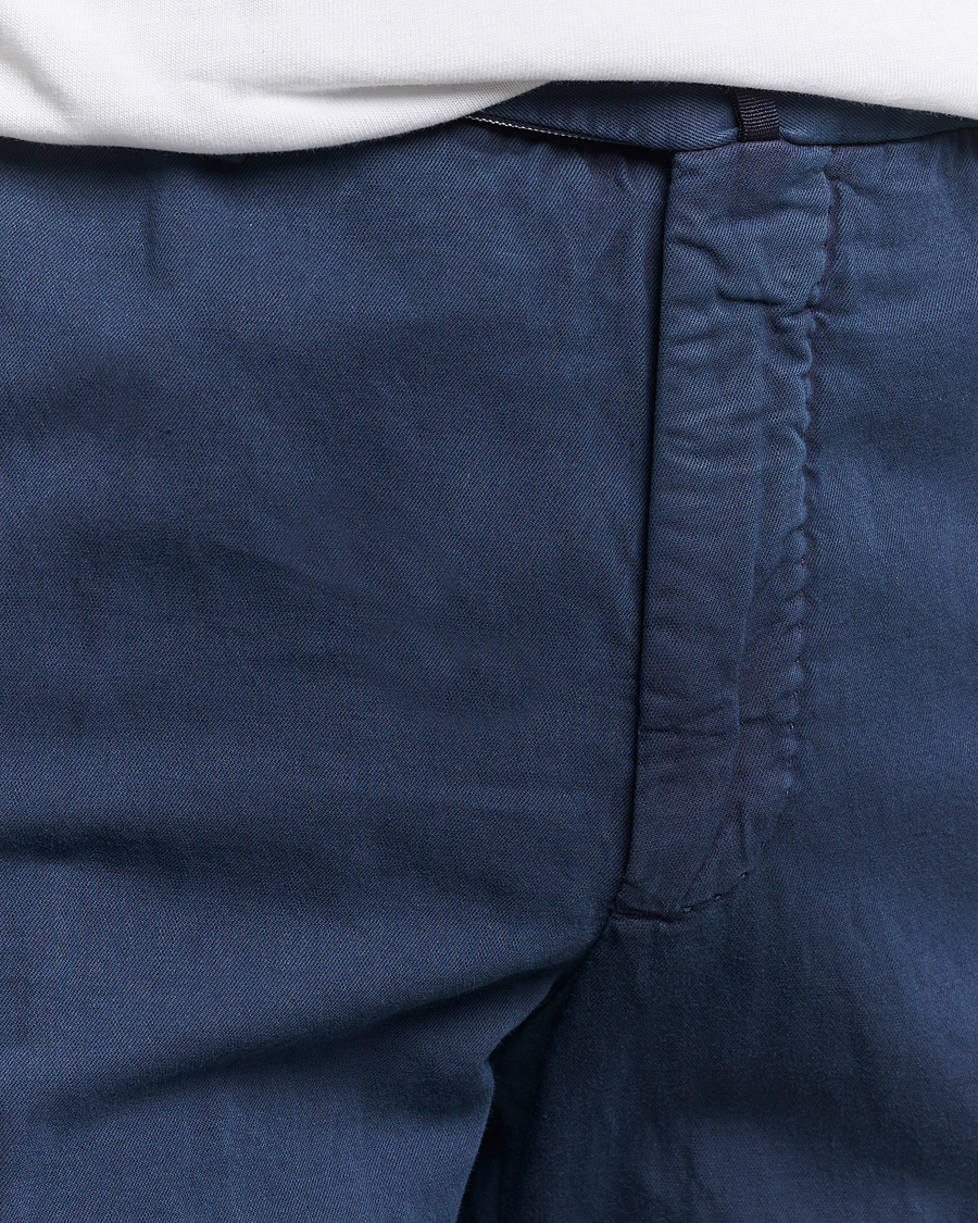 Herre | Bukser | Incotex | Regular Fit Comfort Cotton/Linen Trousers Navy