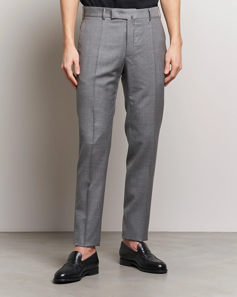 Herre | Bukser | Incotex | Slim Fit Tropical Wool Trousers Light Grey