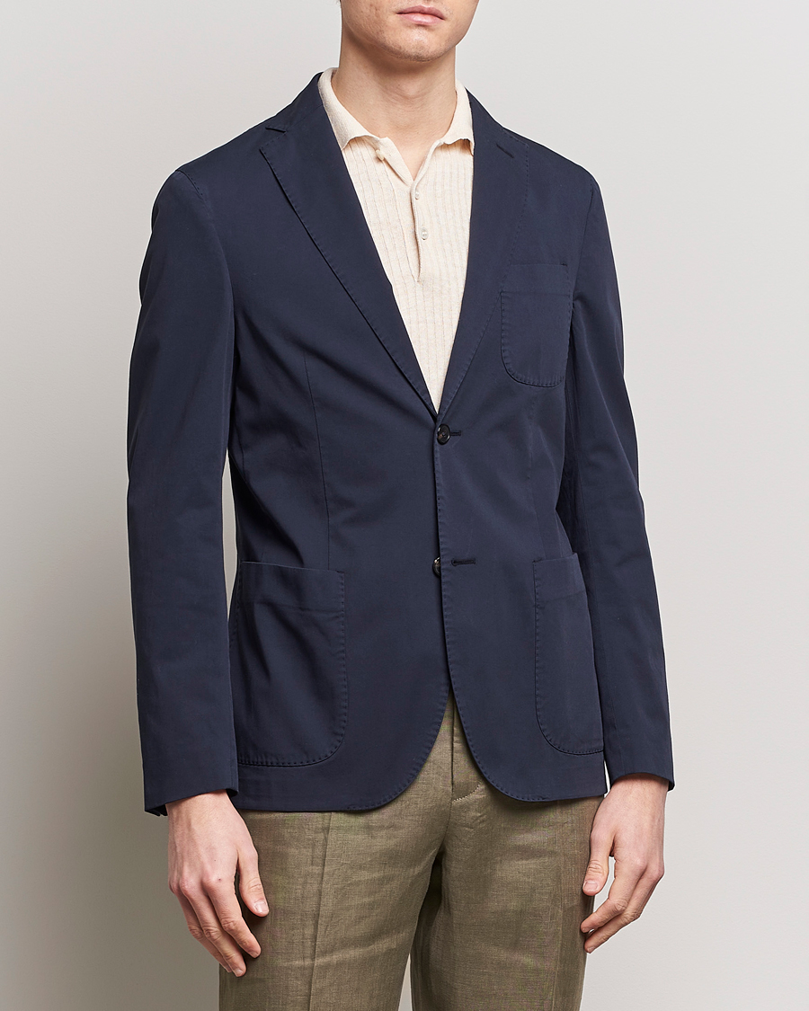 Herre | Bomuldsblazer | Incotex | Unconstructed Comfort Cotton Blazer Navy