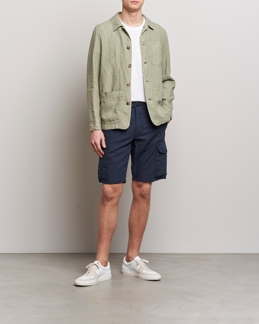 Herre | Shorts | Incotex | Cotton Cargo Shorts Navy
