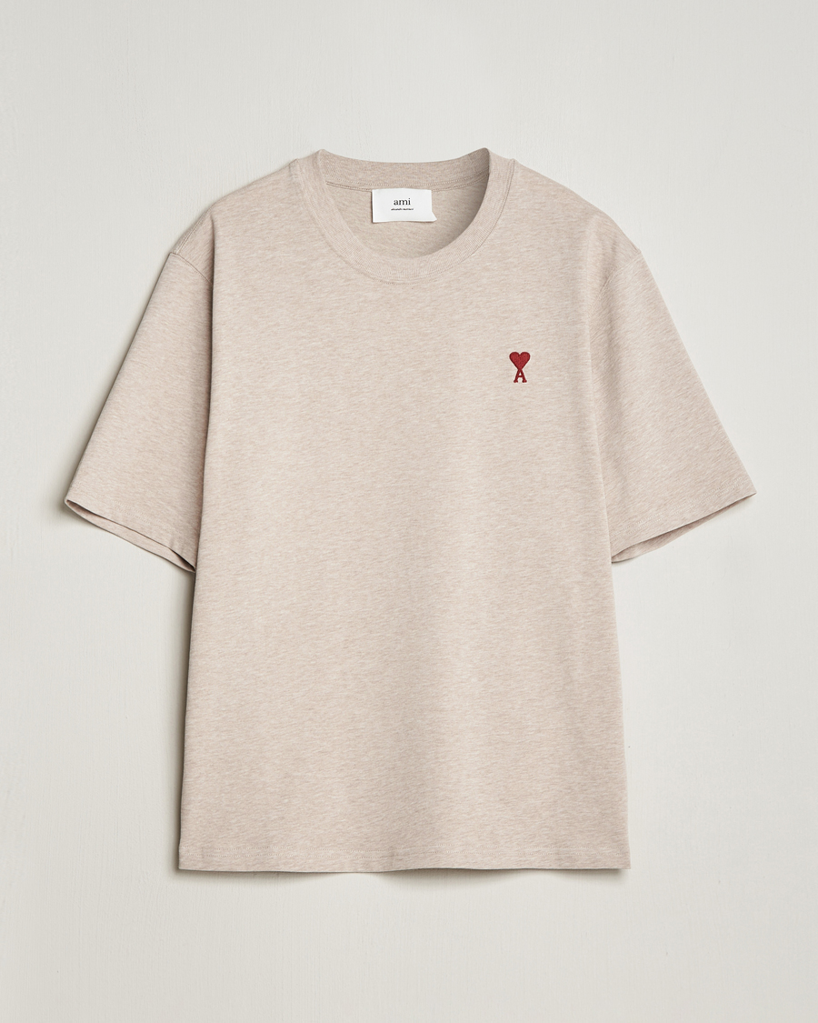 Herre | T-Shirts | AMI | Heart Logo T-Shirt Heather Light Beige