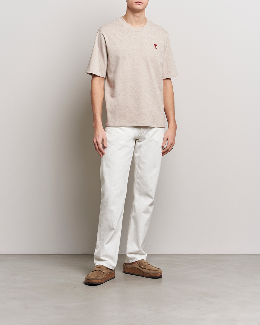 Herre | T-Shirts | AMI | Heart Logo T-Shirt Heather Light Beige