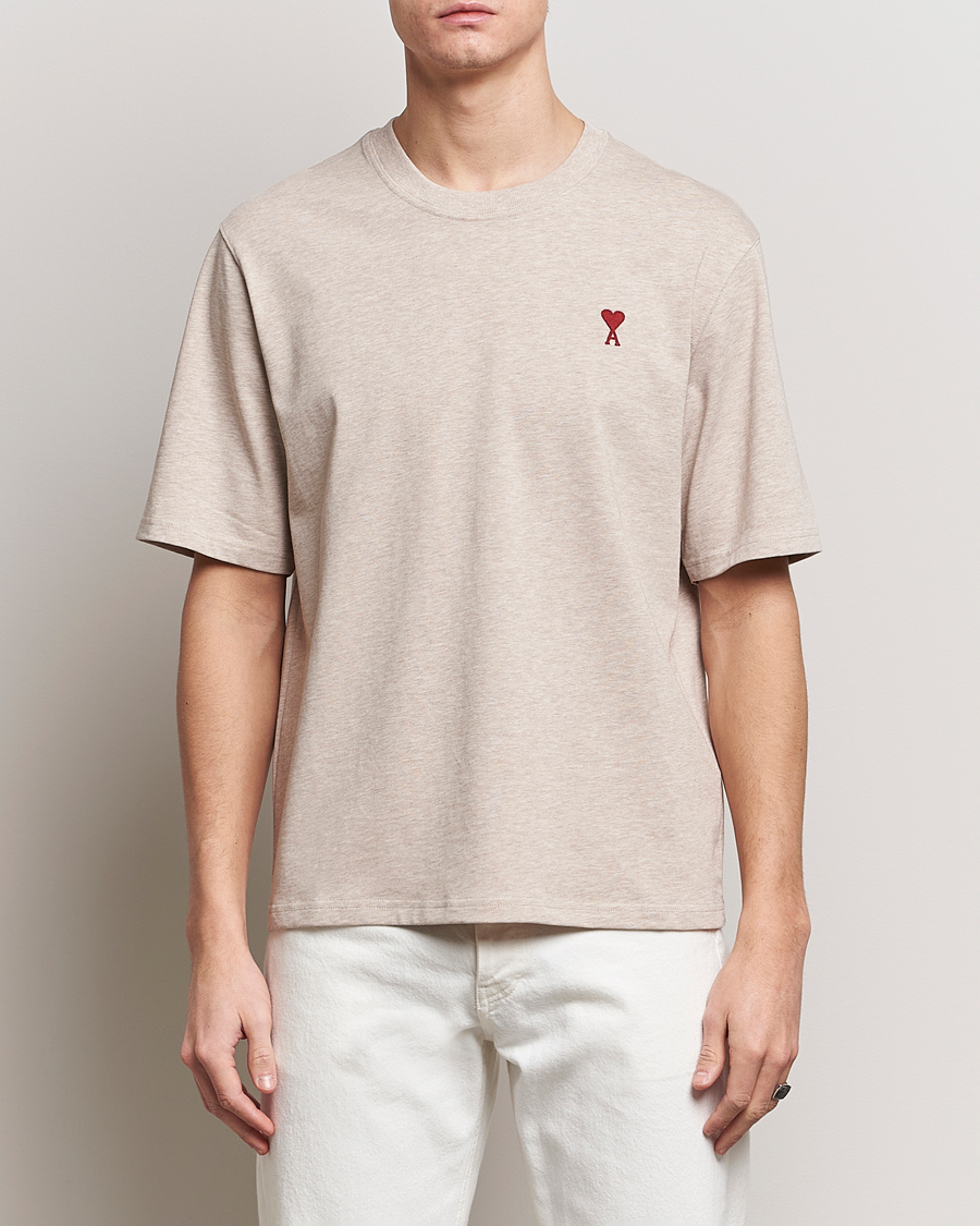 Herre | Tøj | AMI | Heart Logo T-Shirt Heather Light Beige