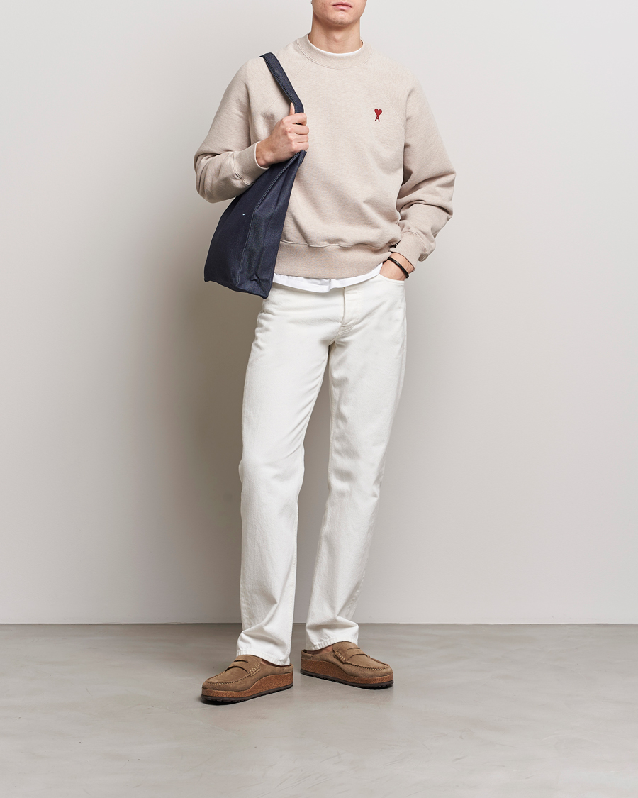 Herre | Trøjer | AMI | Heart Logo Sweatshirt Heather Light Beige