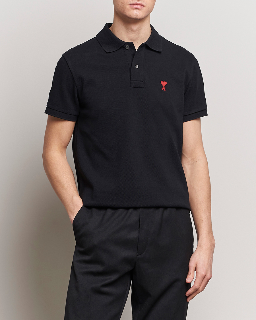 Herre | Tøj | AMI | Heart Logo Piquet Polo Black