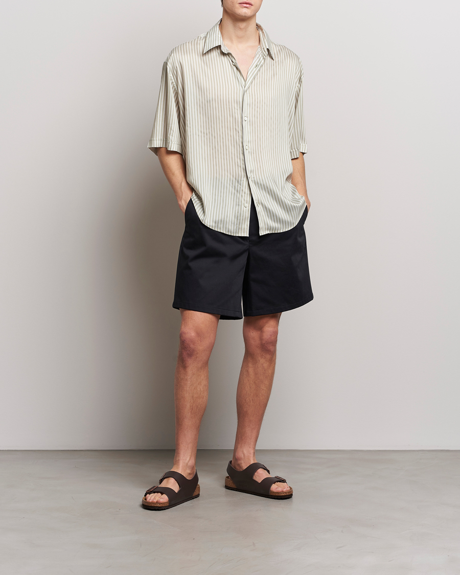 Herre | Skjorter | AMI | Boxy Fit Striped Short Sleeve Shirt Chalk/Sage