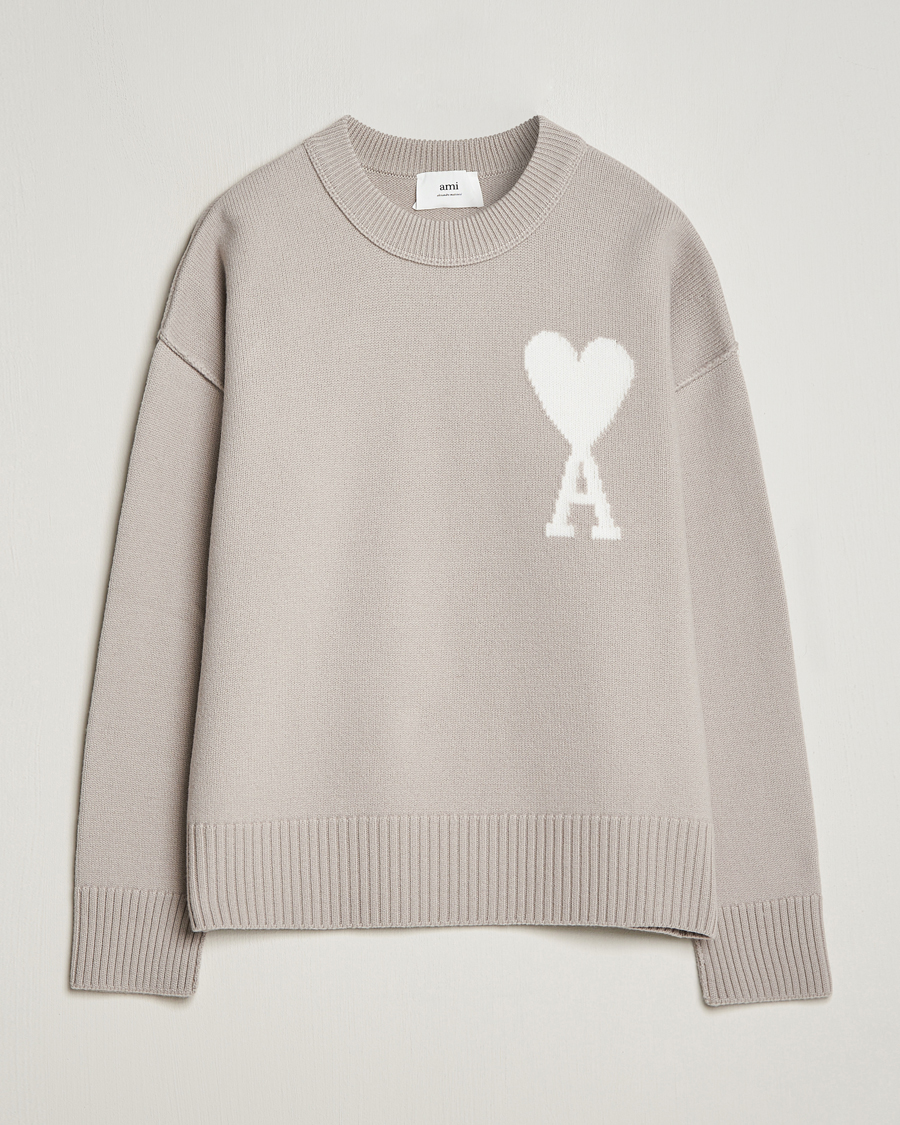 Herre | Trøjer | AMI | Big Heart Wool Sweater Light Beige
