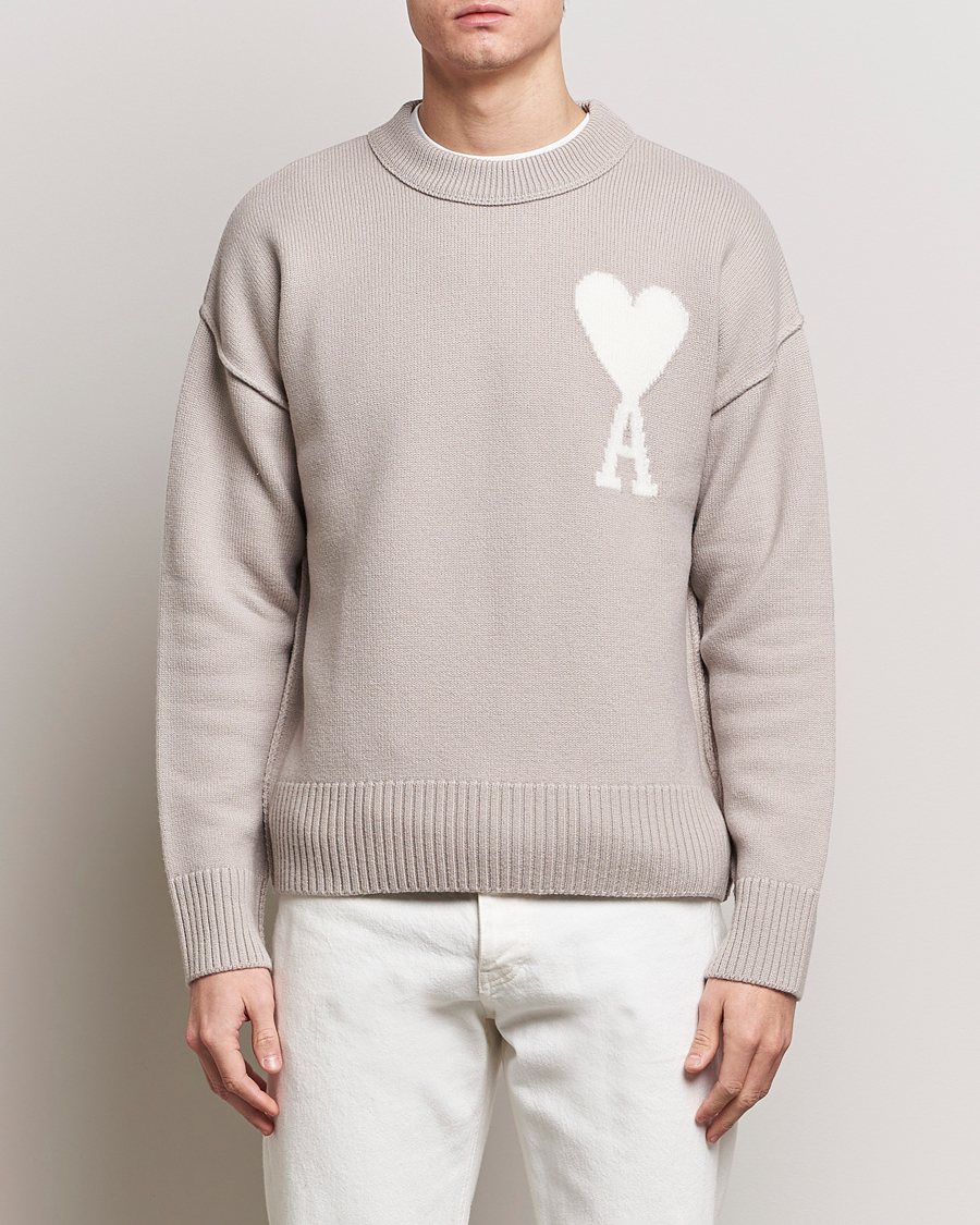 Herre | Trøjer | AMI | Big Heart Wool Sweater Light Beige