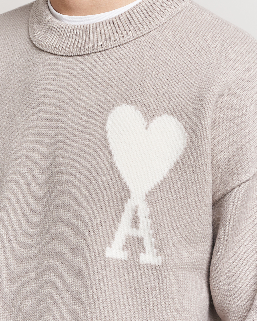 Herre | Trøjer | AMI | Big Heart Wool Sweater Light Beige