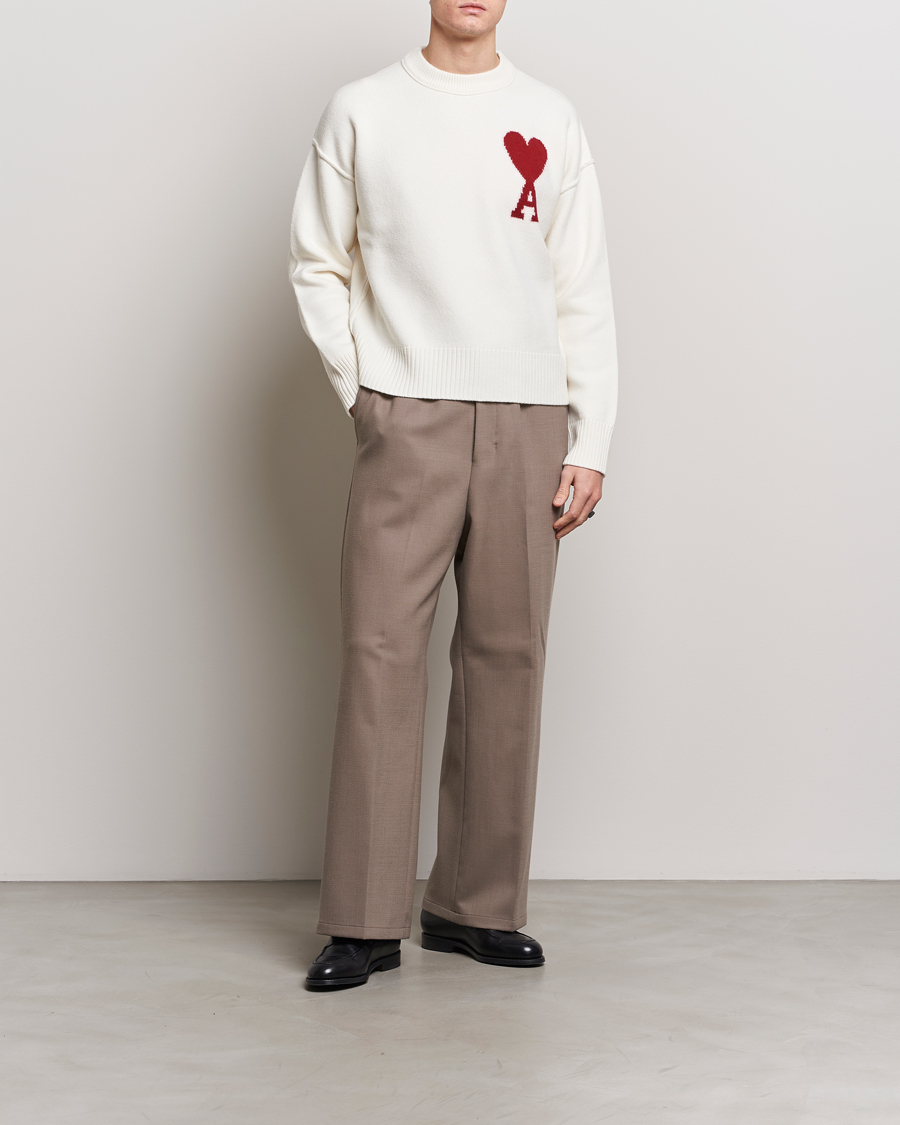 Herre | Trøjer | AMI | Big Heart Wool Sweater Off White