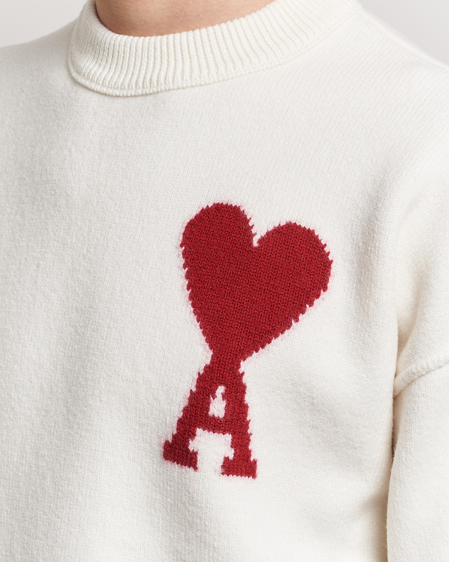 Herre | Trøjer | AMI | Big Heart Wool Sweater Off White