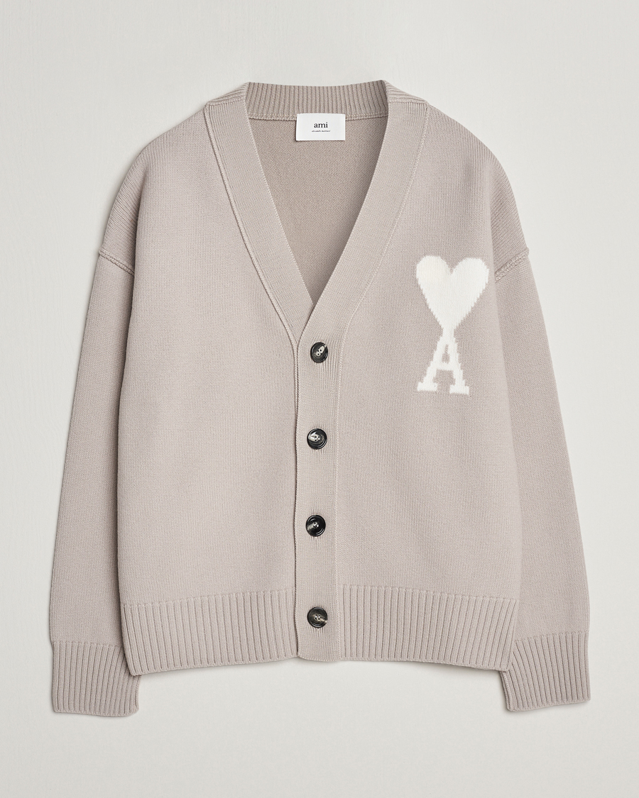 Herre | Trøjer | AMI | Big Heart Wool Cardigan Light Beige