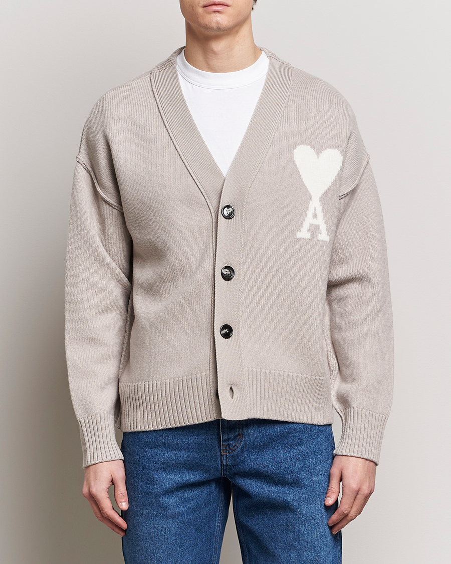 Herre | Afdelinger | AMI | Big Heart Wool Cardigan Light Beige