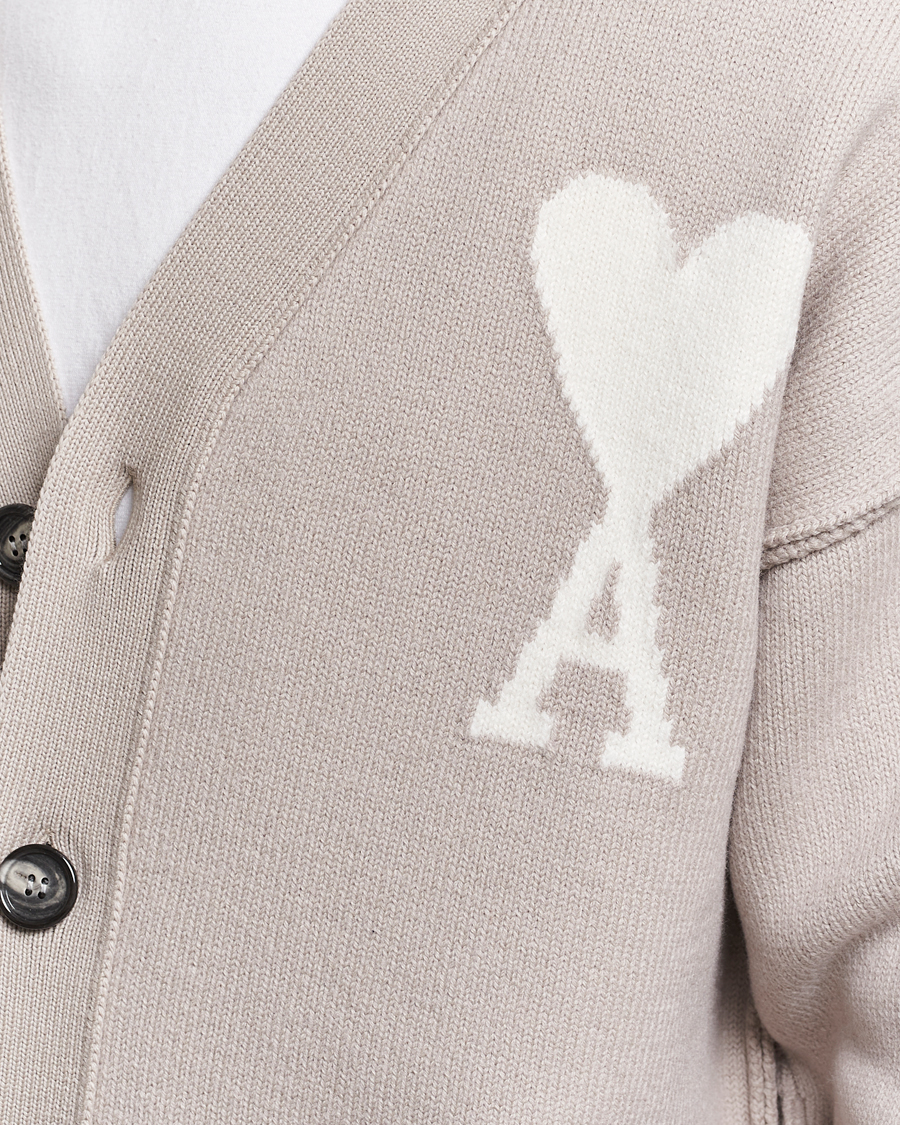 Herre | Trøjer | AMI | Big Heart Wool Cardigan Light Beige