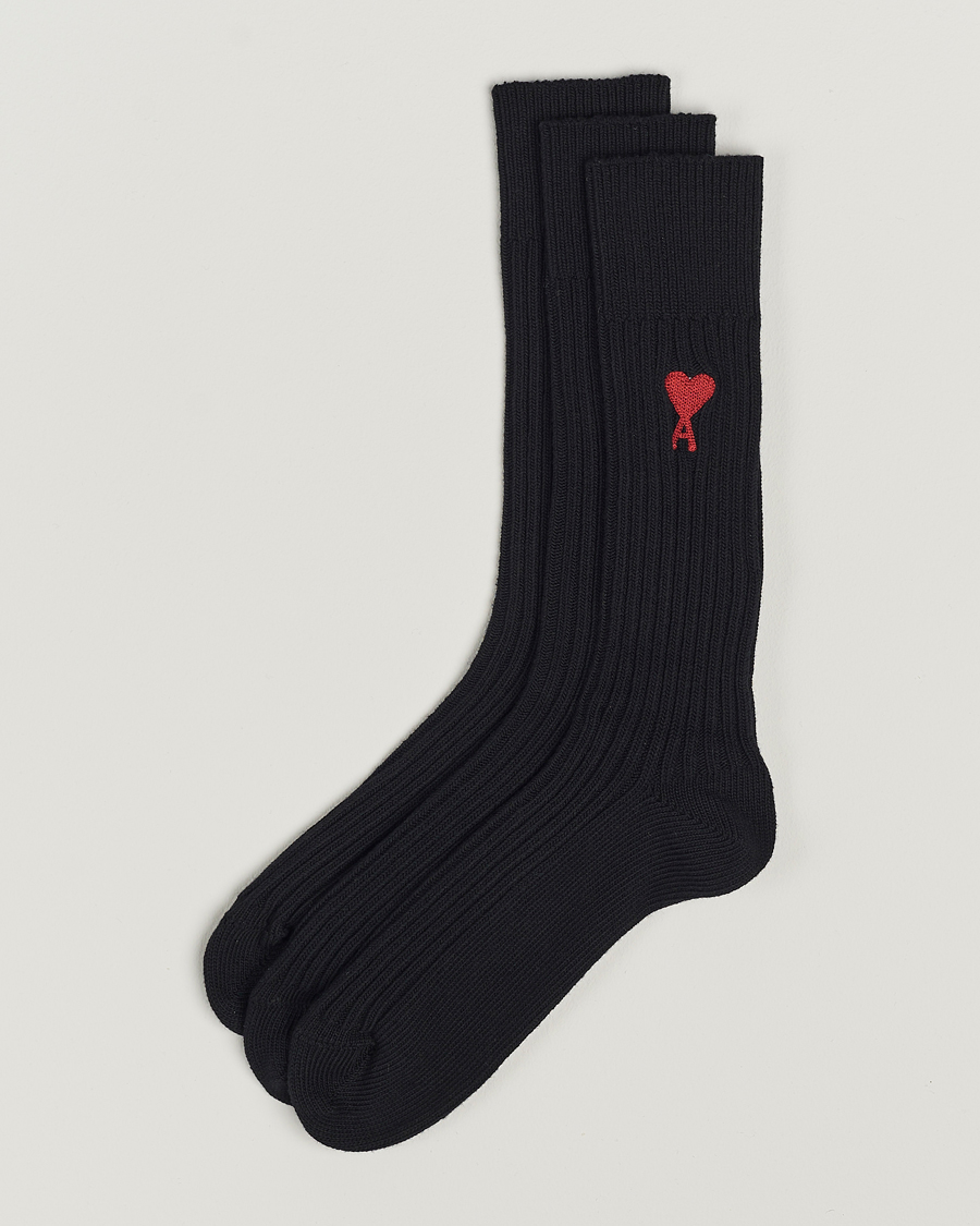 Herre | Undertøj | AMI | 3-Pack Heart Socks Black