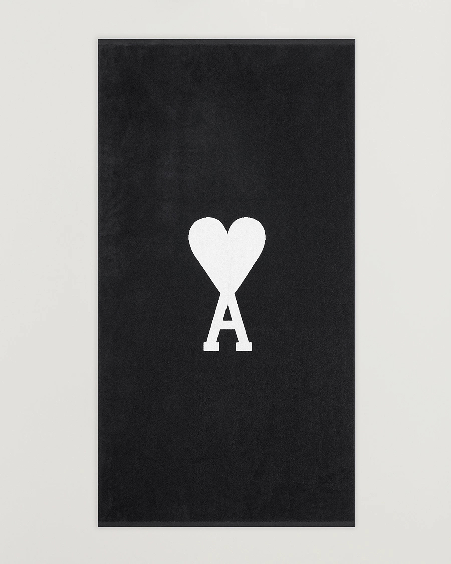 Herre | AMI Heart Logo Beach Towel Black/White | AMI | Heart Logo Beach Towel Black/White
