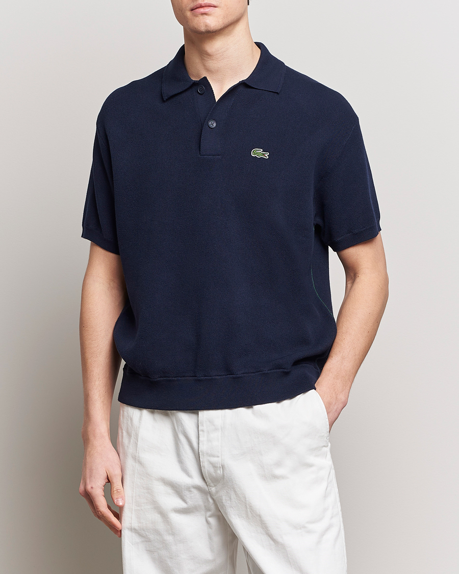 Herre | Polotrøjer | Lacoste | Relaxed Fit Moss Stitched Knitted Polo Navy