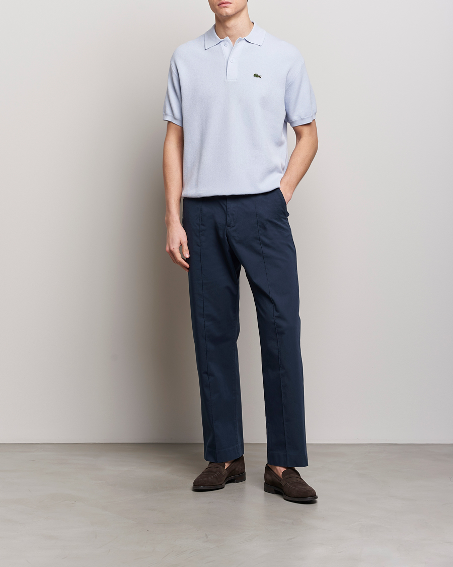 Herre | Polotrøjer | Lacoste | Relaxed Fit Moss Stitched Knitted Polo Phoenix Blue
