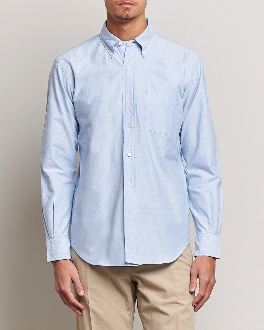 Herre | Tøj | Kamakura Shirts | Vintage Ivy Oxford Button Down Shirt Light Blue
