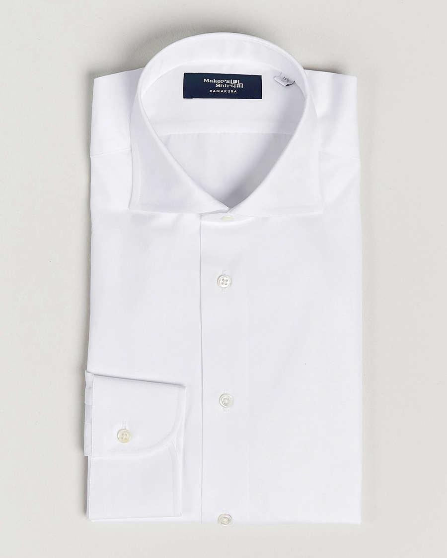 Herre |  | Kamakura Shirts | Slim Fit Broadcloth Dress Shirt White