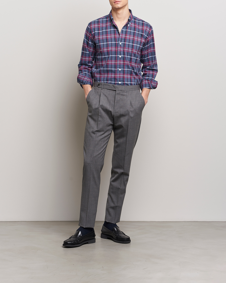 Herre | Skjorter | Kamakura Shirts | Vintage Ivy Button Down Shirt Blue Madras
