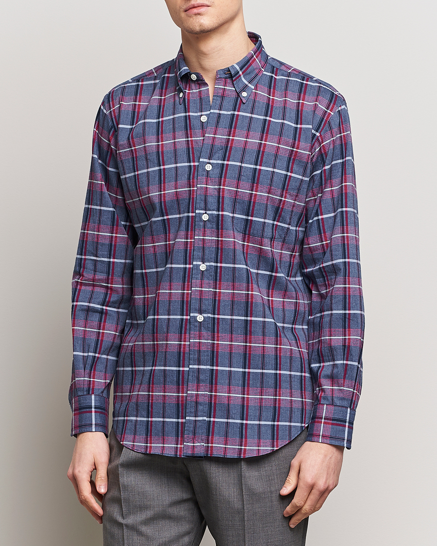 Herre | Skjorter | Kamakura Shirts | Vintage Ivy Button Down Shirt Blue Madras