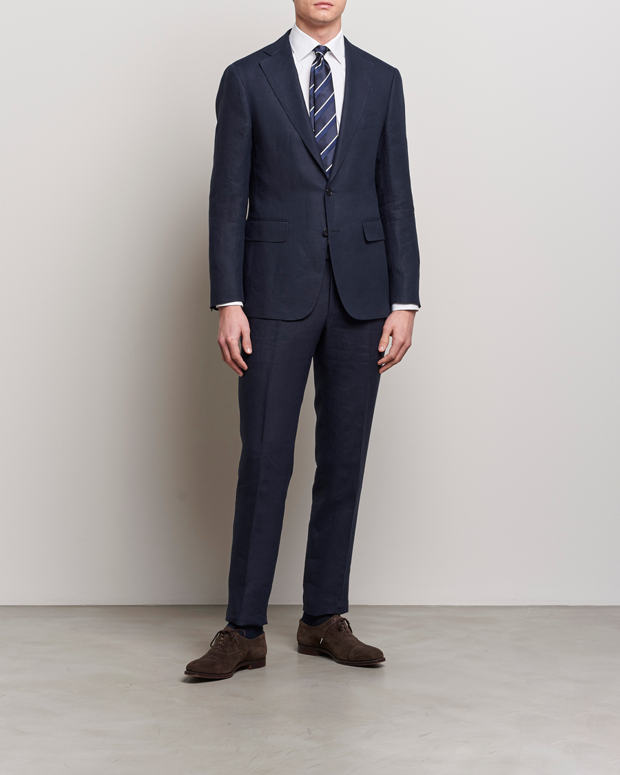 Herre | Jakkesæt | Canali | Capri Linen Suit Navy