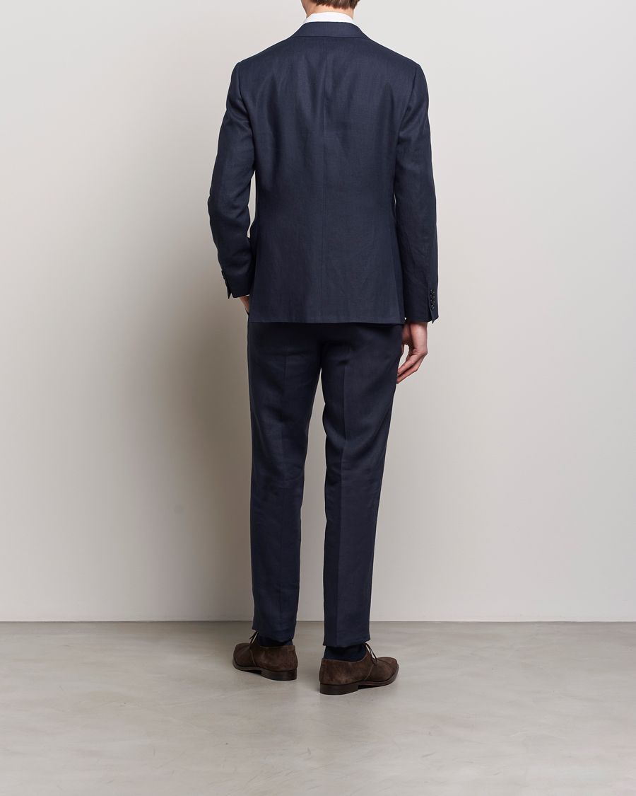 Herre | Todelte jakkesæt | Canali | Capri Linen Suit Navy