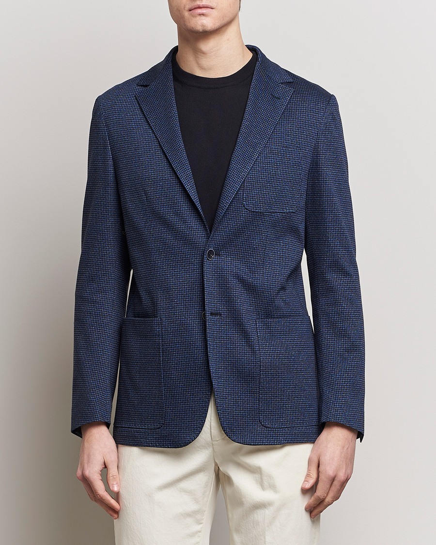 Herre | Canali | Canali | Micro Check Jersey Blazer Navy